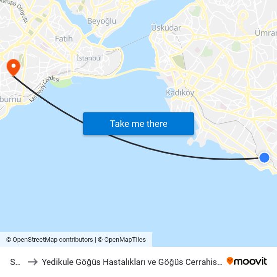 Suadiye to Yedikule Göğüs Hastalıkları ve Göğüs Cerrahisi Eğitim ve Araştırma Hastanesi (Yedikule Göğüs Hastal map