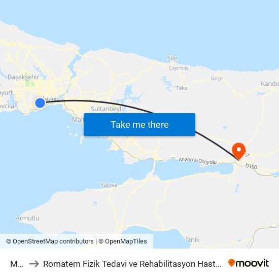 Merter to Romatem Fizik Tedavi ve Rehabilitasyon Hastanesi (Romatem Fizik Tedavi Hast.) map