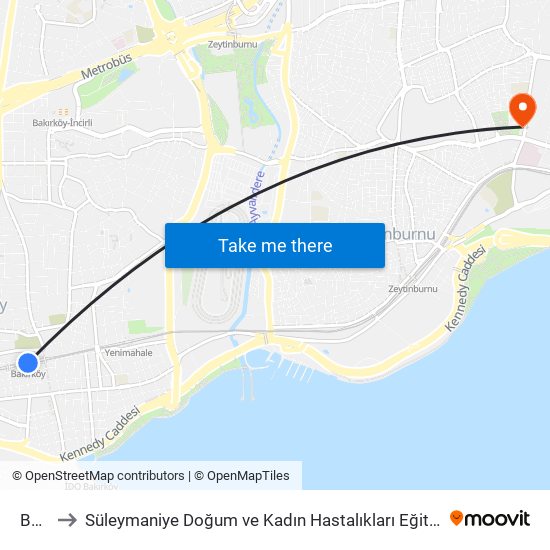 Bakırköy to Süleymaniye Doğum ve Kadın Hastalıkları Eğitim ve Araştırma Hastanesi (Süleymaniye Doğum Kadın Hast map