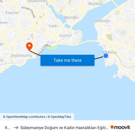 Kadıköy to Süleymaniye Doğum ve Kadın Hastalıkları Eğitim ve Araştırma Hastanesi (Süleymaniye Doğum Kadın Hast map