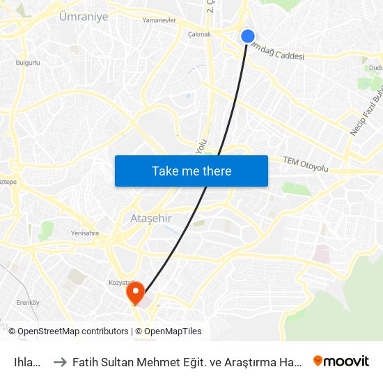 Ihlamurkuyu to Fatih Sultan Mehmet Eğit. ve Araştırma Hastanesi (Sultan Mehmet Eğ. & Araş. Hast.) map