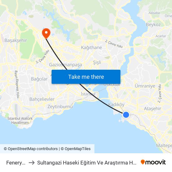 Feneryolu to Sultangazi Haseki Eğitim Ve Araştırma Hastanesi map