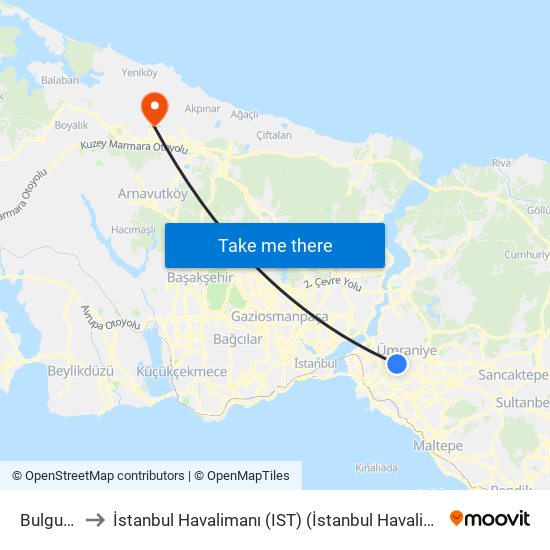 Bulgurlu to İstanbul Havalimanı (IST) (İstanbul Havalimanı) map