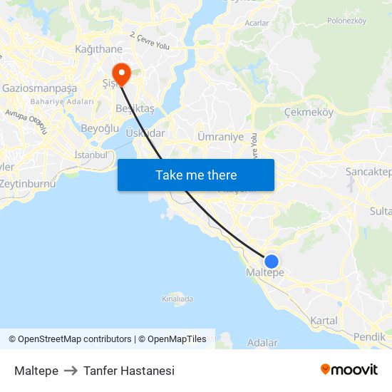 Maltepe to Tanfer Hastanesi map