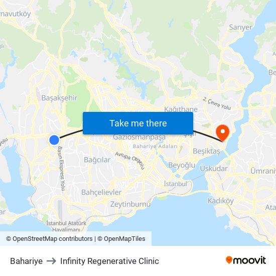 Bahariye to Infinity Regenerative Clinic map