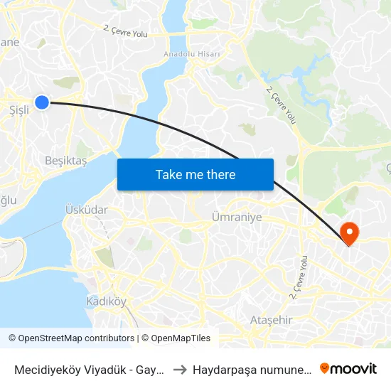 Mecidiyeköy Viyadük - Gayrettepe Yönü to Haydarpaşa numune hastanesi map