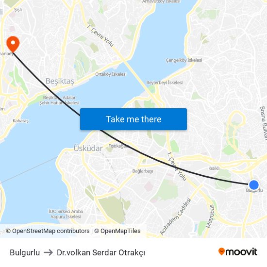 Bulgurlu to Dr.volkan Serdar Otrakçı map