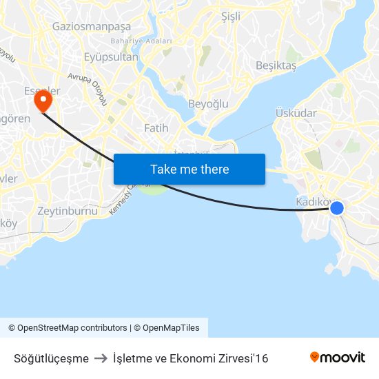 Söğütlüçeşme to İşletme ve Ekonomi Zirvesi'16 map