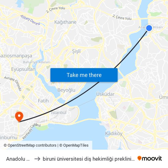 Anadolu Hisarı to biruni üniversitesi diş hekimliği preklinik laboratuvarı map