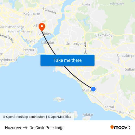 Huzurevi to Dr. Cinik Polikliniği map