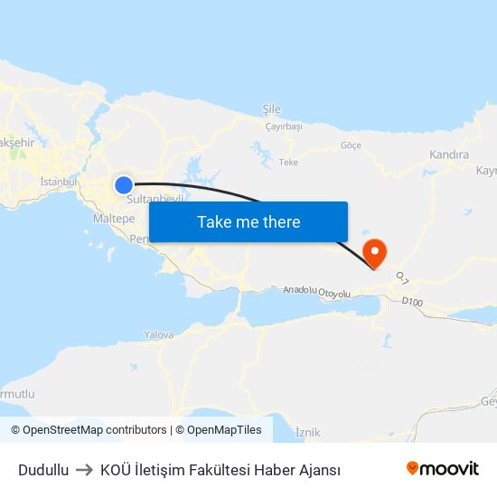 Dudullu to KOÜ İletişim Fakültesi Haber Ajansı map