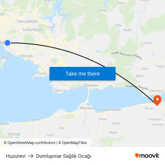 Huzurevi to Dumlupınar Sağlık Ocağı map