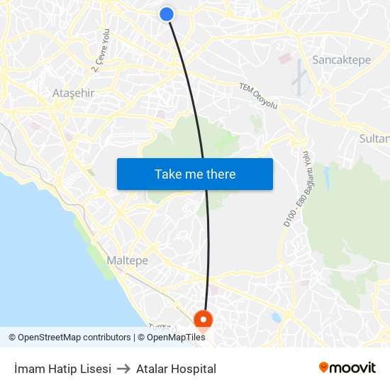 İmam Hatip Lisesi to Atalar Hospital map