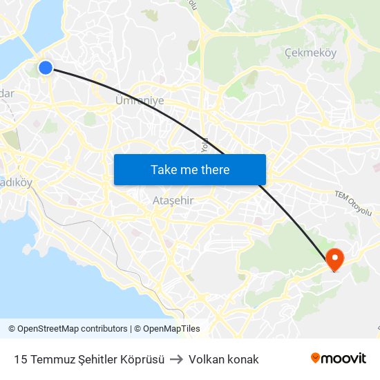 15 Temmuz Şehitler Köprüsü to Volkan konak map