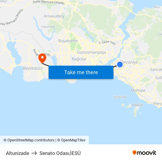 Altunizade to Senato Odası,İESÜ map
