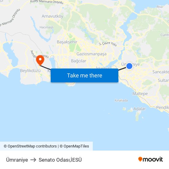 Ümraniye to Senato Odası,İESÜ map