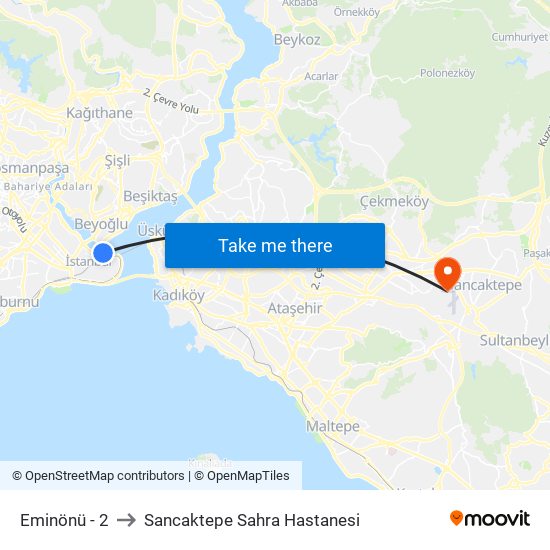 Eminönü - 2 to Sancaktepe Sahra Hastanesi map