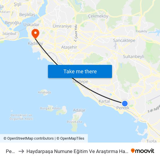 Pendik to Haydarpaşa Numune Eğitim Ve Araştırma Hastanesi Tıbbiye Binası map