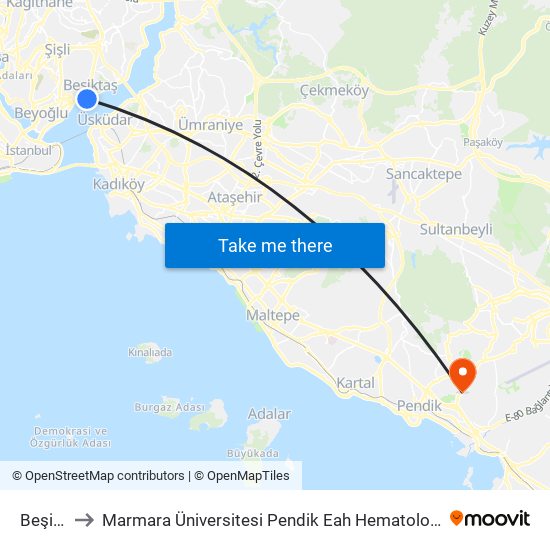Beşiktaş to Marmara Üniversitesi Pendik Eah Hematoloji Onkoloji Ek Binası map