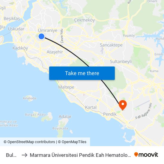 Bulgurlu to Marmara Üniversitesi Pendik Eah Hematoloji Onkoloji Ek Binası map