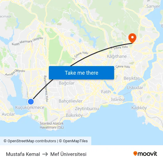 Mustafa Kemal to Mef Üniversitesi map