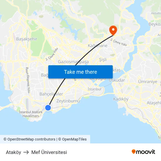 Ataköy to Mef Üniversitesi map