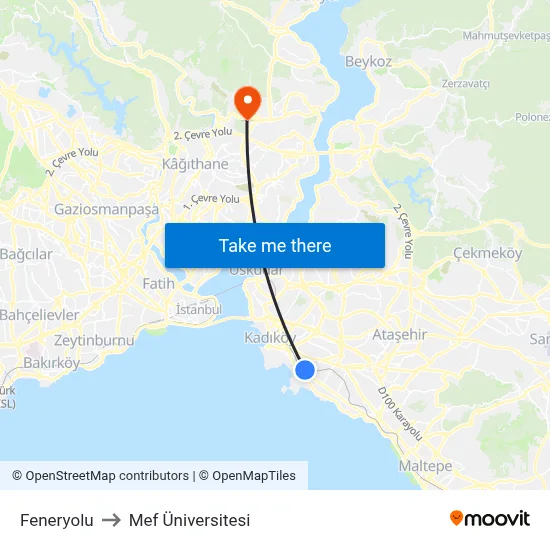 Feneryolu to Mef Üniversitesi map