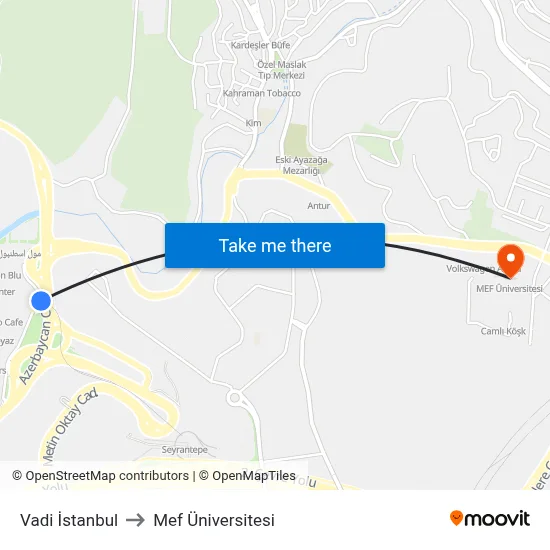 Vadi İstanbul to Mef Üniversitesi map
