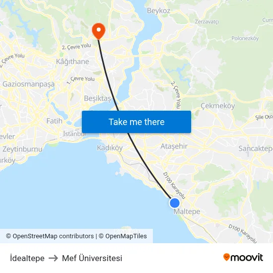 İdealtepe to Mef Üniversitesi map