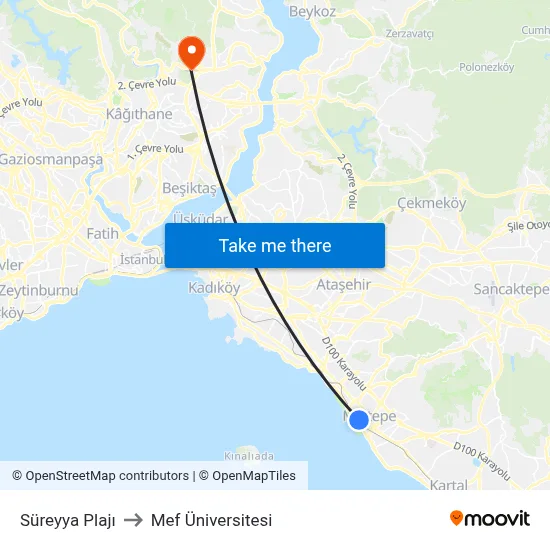 Süreyya Plajı to Mef Üniversitesi map
