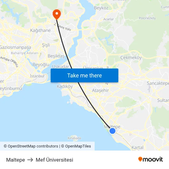Maltepe to Mef Üniversitesi map