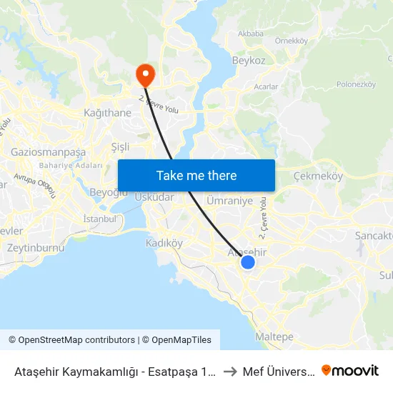 Ataşehir Kaymakamlığı - Esatpaşa 10 A Yönü to Mef Üniversitesi map