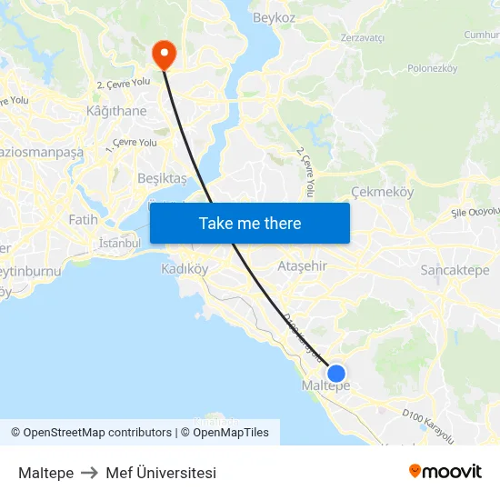 Maltepe to Mef Üniversitesi map