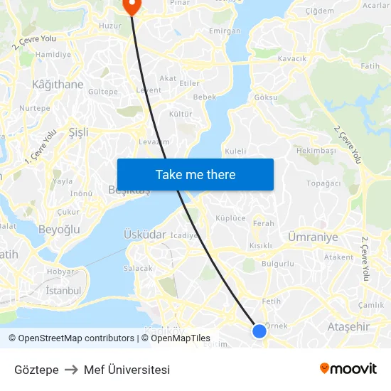 Göztepe to Mef Üniversitesi map