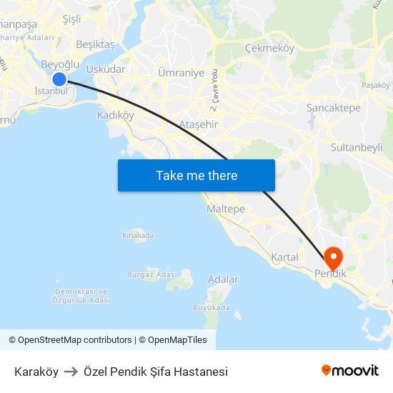 Karaköy to Özel Pendik Şifa Hastanesi map