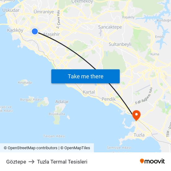 Göztepe to Tuzla Termal Tesisleri map