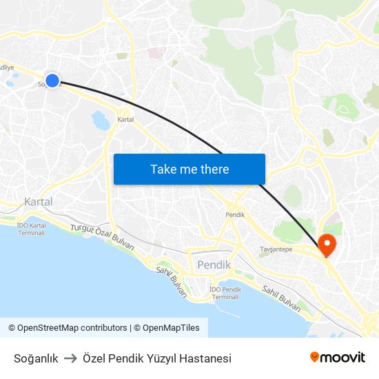 Soğanlık to Özel Pendik Yüzyıl Hastanesi map