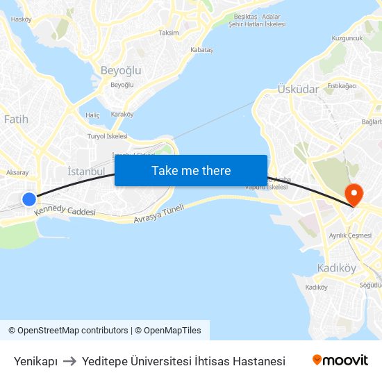 Yenikapı to Yeditepe Üniversitesi İhtisas Hastanesi map