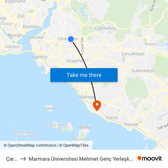 Çarşı to Marmara Üniversitesi Mehmet Genç Yerleşkesi map
