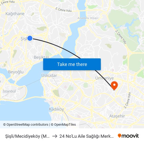 Şişli/Mecidiyeköy (M2) to 24 No'Lu Aile Sağlığı Merkezi map