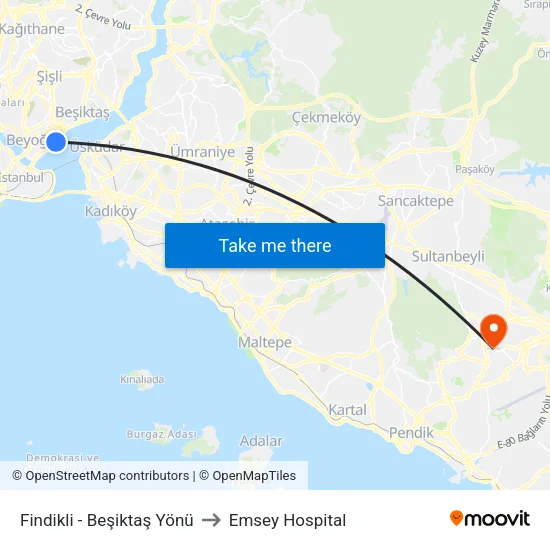 Fındıklı - Beşiktaş Yönü to Emsey Hospital map