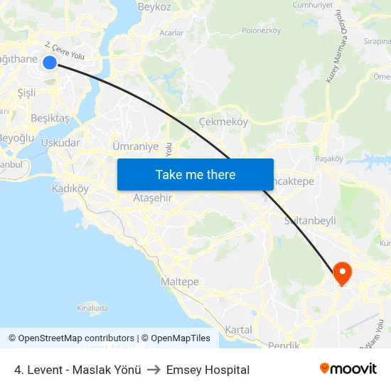 4. Levent - Maslak Yönü to Emsey Hospital map