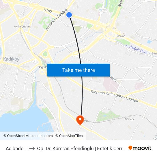Acıbadem to Op. Dr. Kamran Efendioğlu | Estetik Cerrahi map