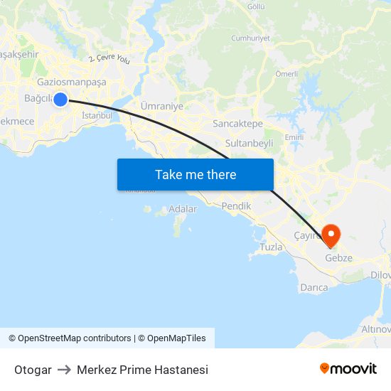 Otogar to Merkez Prime Hastanesi map