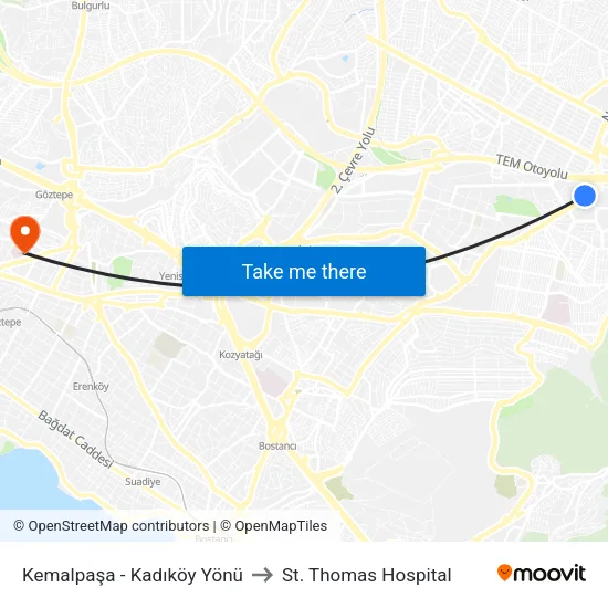Kemalpaşa - Kadıköy Yönü to St. Thomas Hospital map