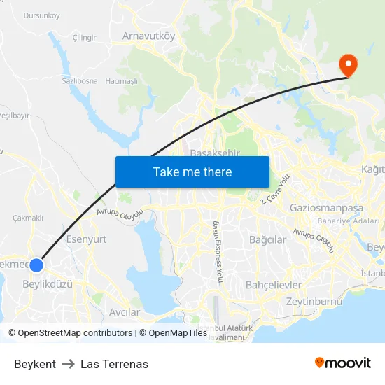 Beykent to Las Terrenas map