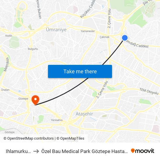 Ihlamurkuyu to Özel Bau Medical Park Göztepe Hastanesi map