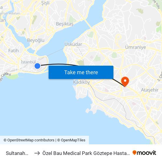 Sultanahmet to Özel Bau Medical Park Göztepe Hastanesi map