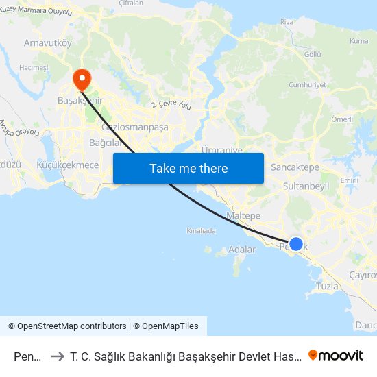 Pendik to T. C. Sağlık Bakanlığı Başakşehir Devlet Hastanesi map