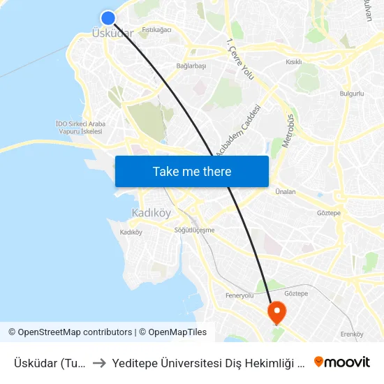 Üsküdar (Turyol) to Yeditepe Üniversitesi Diş Hekimliği Fakültesi map